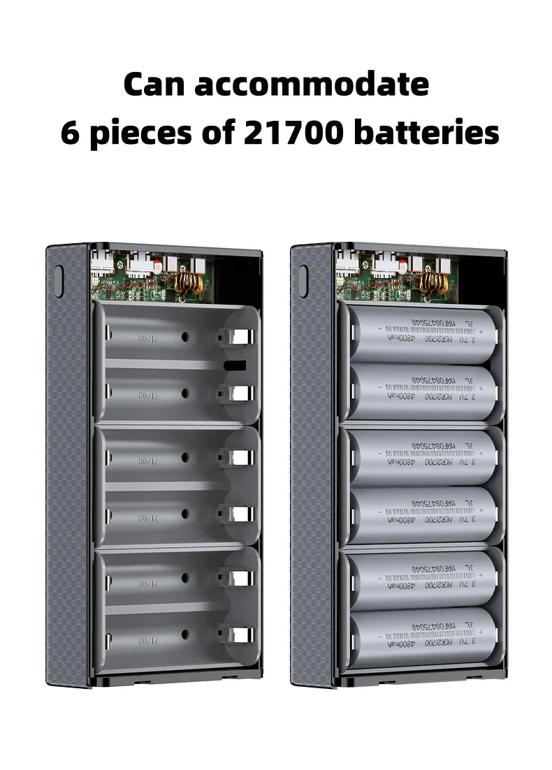PD100W Fast Charging Power Bank DIY Kit 20V 5A 6x 21700 Battery Pack Portable Customizable No Soldering Easy Assemble