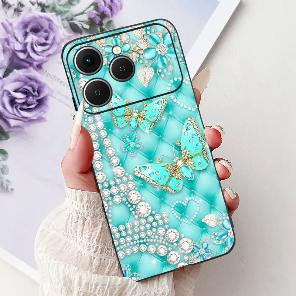 For Tecno Spark 40 Cover Case Luxury Fashion Butterfly Love Cute Cool Painted Back Cover For Techno Spark 40 Phone Case Silicone