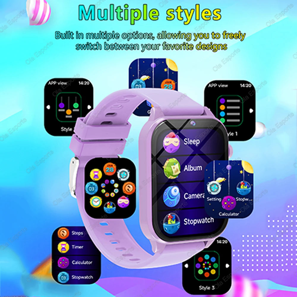 2025 New Smart Watch Kids 1.83 Inch Display 18 Games Sleep Monitor Camera Alarm Clock Children Kids Smartwatch Boys Girls Gifts