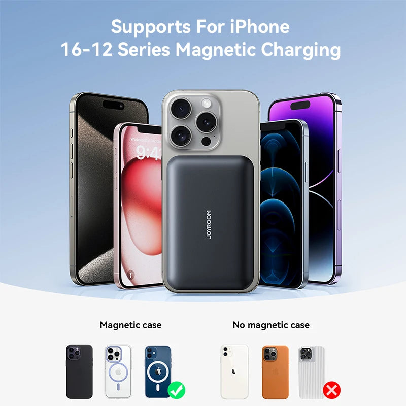 Joyroom PD20W Power Bank Magnetic 10000mAh Portable Wireless Fast Charging Power Bank For iPhone 15 Pro Max 16 Pro Max