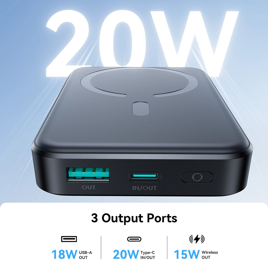 Joyroom PD20W Power Bank Magnetic 10000mAh Portable Wireless Fast Charging Power Bank For iPhone 15 Pro Max 16 Pro Max