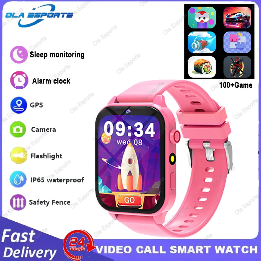 2025 New Smart Watch Kids 1.83 Inch Display 18 Games Sleep Monitor Camera Alarm Clock Children Kids Smartwatch Boys Girls Gifts