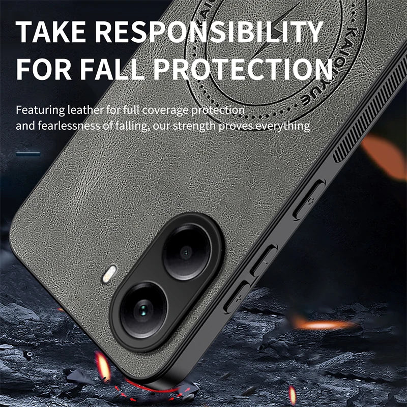 For Mi Poco X7 Pro Case Luxury PU Leather Skin Magnetic Magsafe Protective Back Cover For Poco C71 M7 Pro Phone Shell