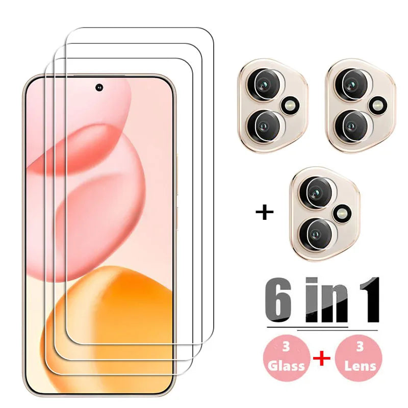 6in1 For Honor 400 Tempered Glass Screen Glass Honor 400 Screen Protector HD Protective Phone Lens Film Honor 400