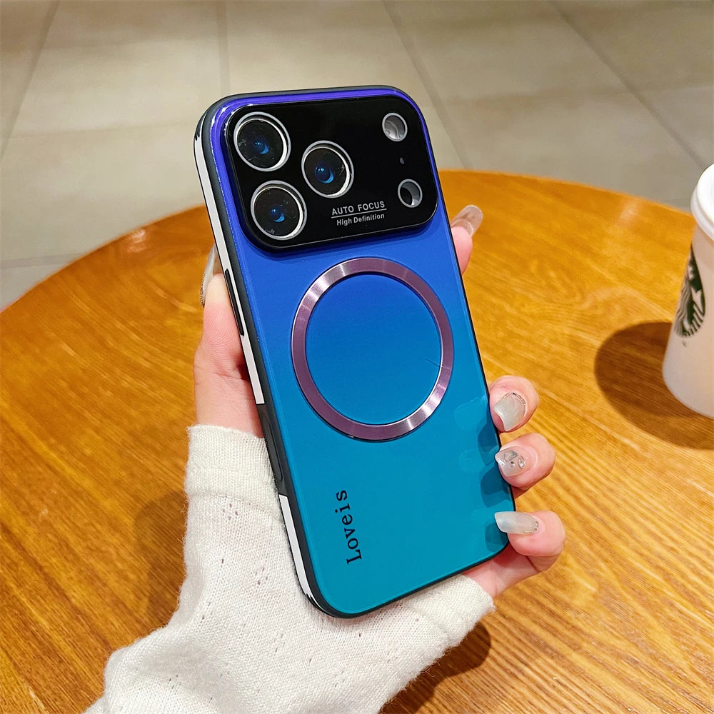 For Magsafe Magnetic Gradient Glass Case For iPhone 17 16 15 14 13 12 Pro Max Plus Air Wireless Charging Shockproof Phone Cover