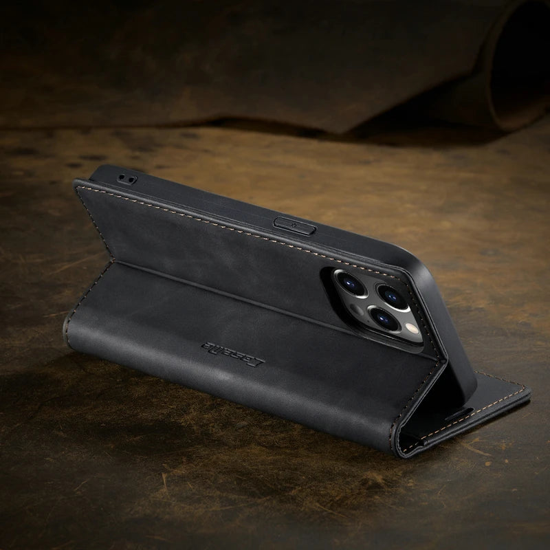 Retro Phone Case Flip Luxury Leather Cover for iPhone 16 pro max 15 14 13 12 11 mini 7 8 plus xs max xr Magnetic back Cover