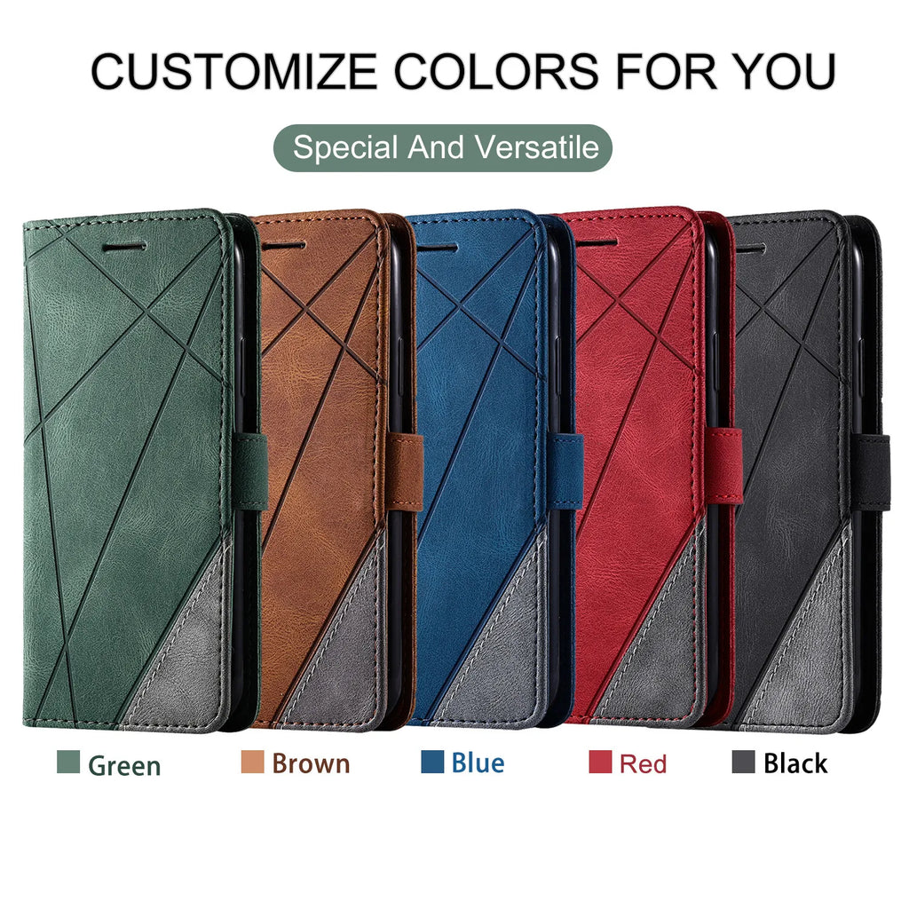 Leather Case For iPhone 16 Pro 15 14 Plus 13 12 Mini 11 Pro Max XS XR 7 8 Plus Magnetic Wallet Flip Card Holder Stand Bag Cover