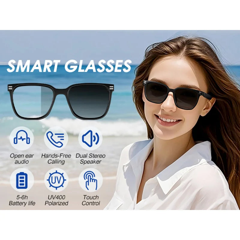 Smart Glasses Bluetooth Anti Blue Photochromic listen Music Calls Color Changing Lens Versatile Functions Stylish Glasses