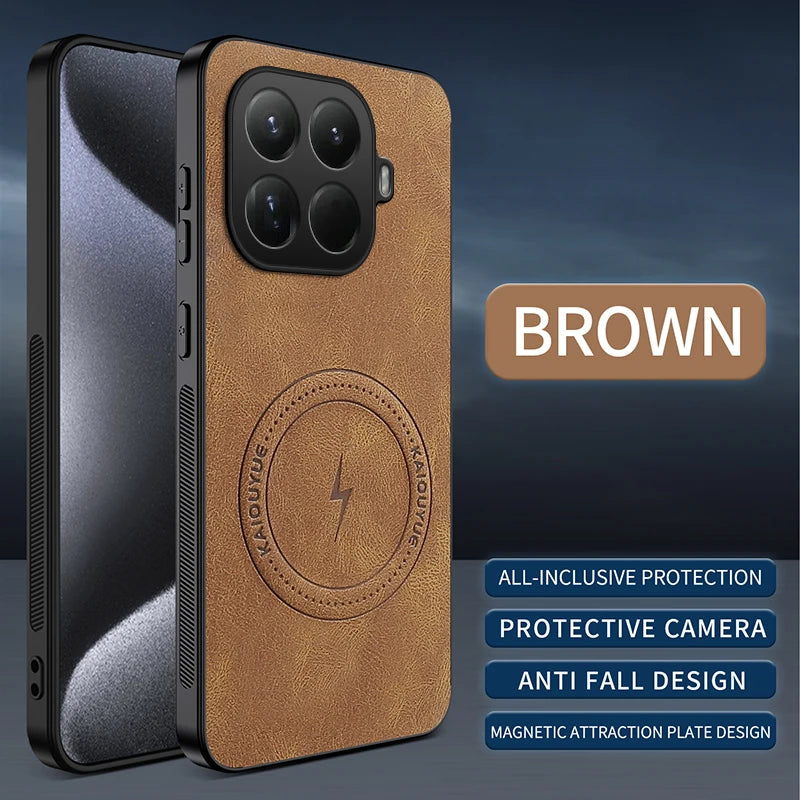 For Xiaomi Mi 15T 14T Pro Case Luxury PU Leather Skin Magnetic Magsafe Protective Back Cover For Mi 17 Pro Max 17Pro Phone Shell